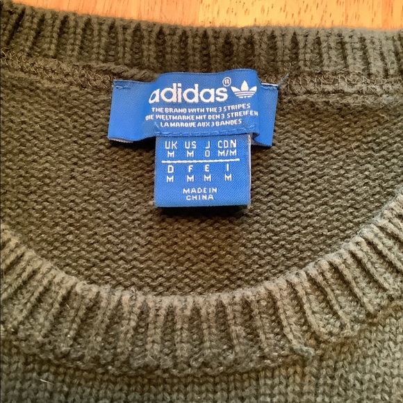 ADIDAS GREEN PULLOVER SWEATER GREEN WITH CAMO TRIM AND ELBO PATCH MEN’S M - Picture 5 of 9